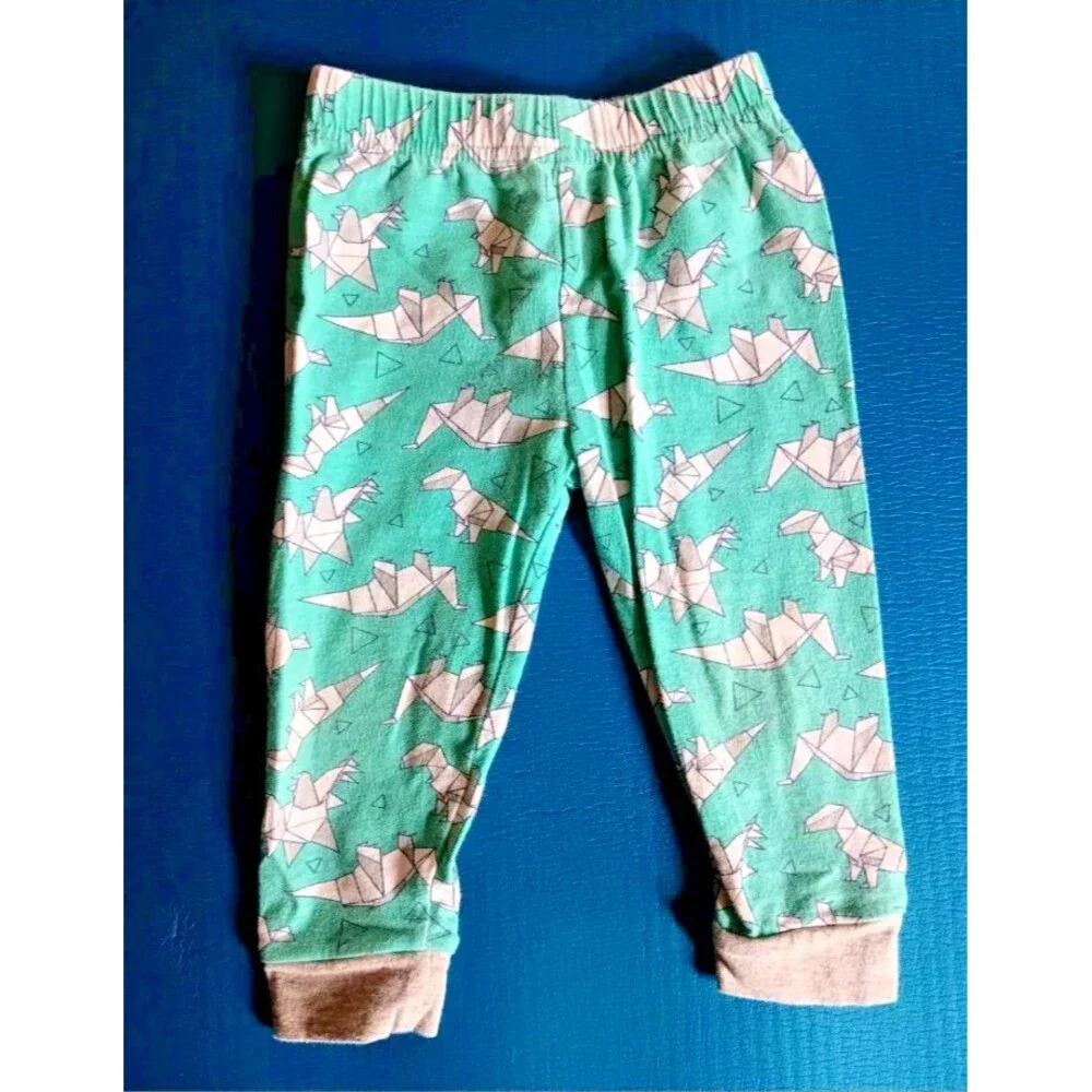 Pajamas 18 months Just Girls boys pants blue with origami dinosaurs Jersey Knit